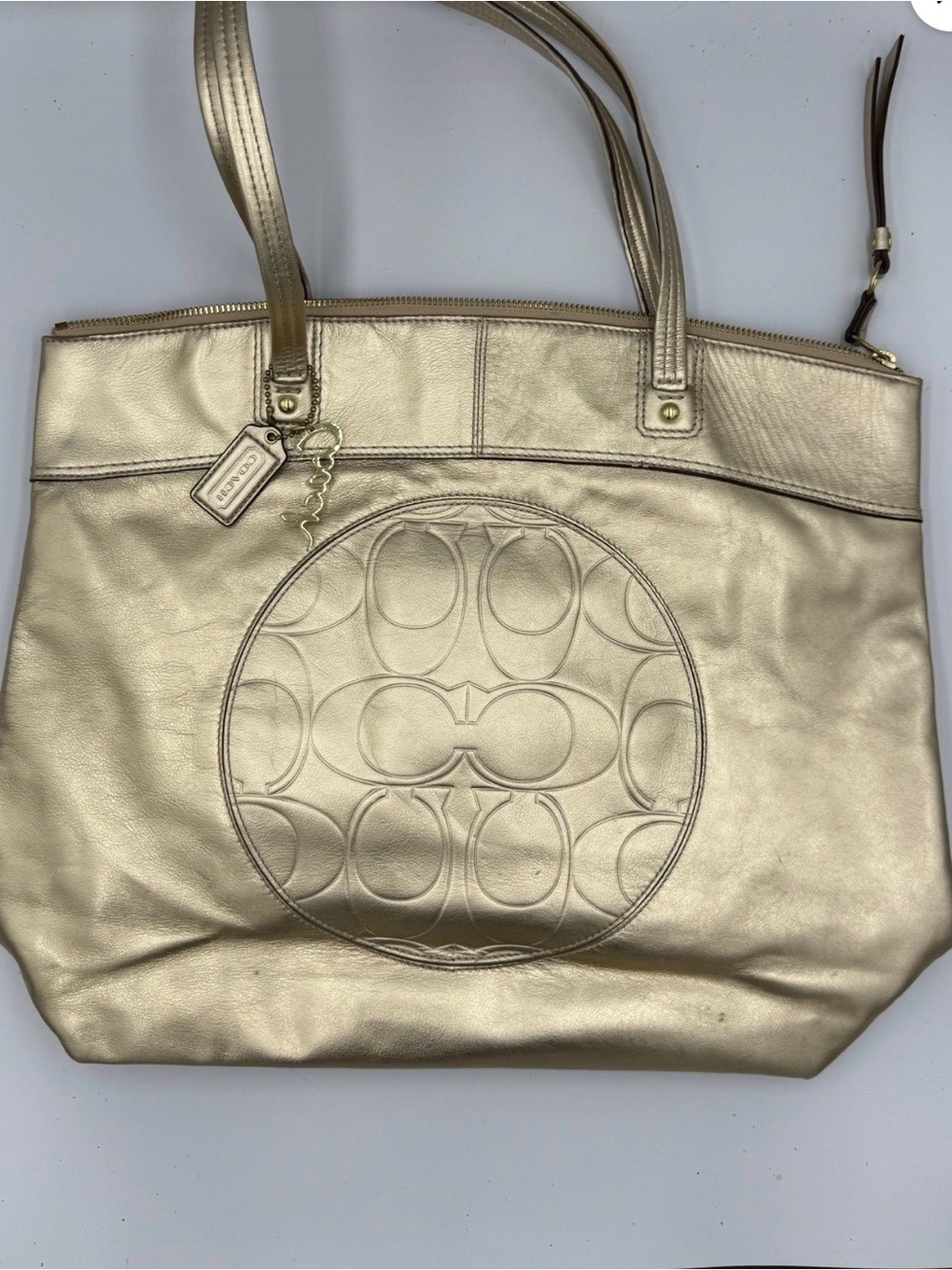 Coach Metallic Gold Leather Tote Bag